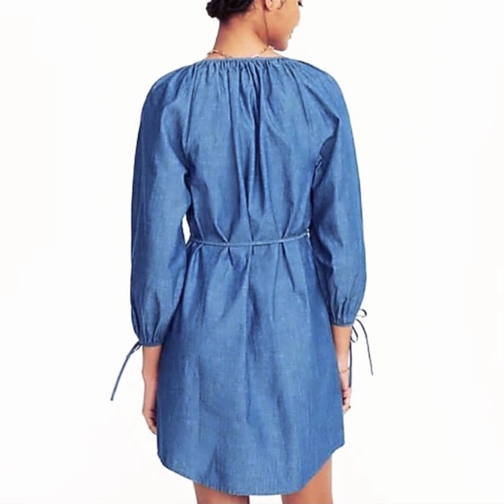 J. Crew NWT Tie Sleeve Button Front 100% Cotton Chambray Shirt Dress Cover Up - Picture 6 of 14